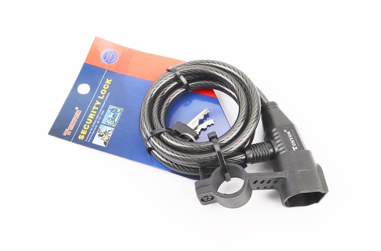 Замок противоугонный тросовый 1500х8мм под ключ, крепл. за трубу сидения, TY520