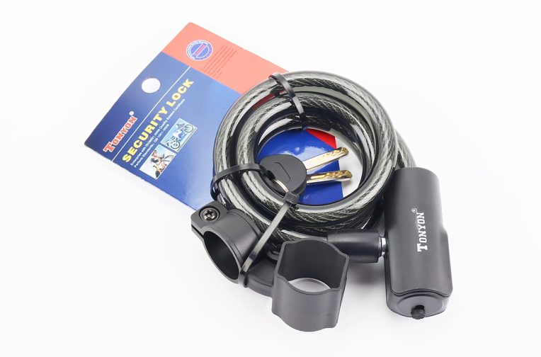 Замок противоугонный тросовый 1000х12мм под ключ, крепл. за трубу сидения, TY5620