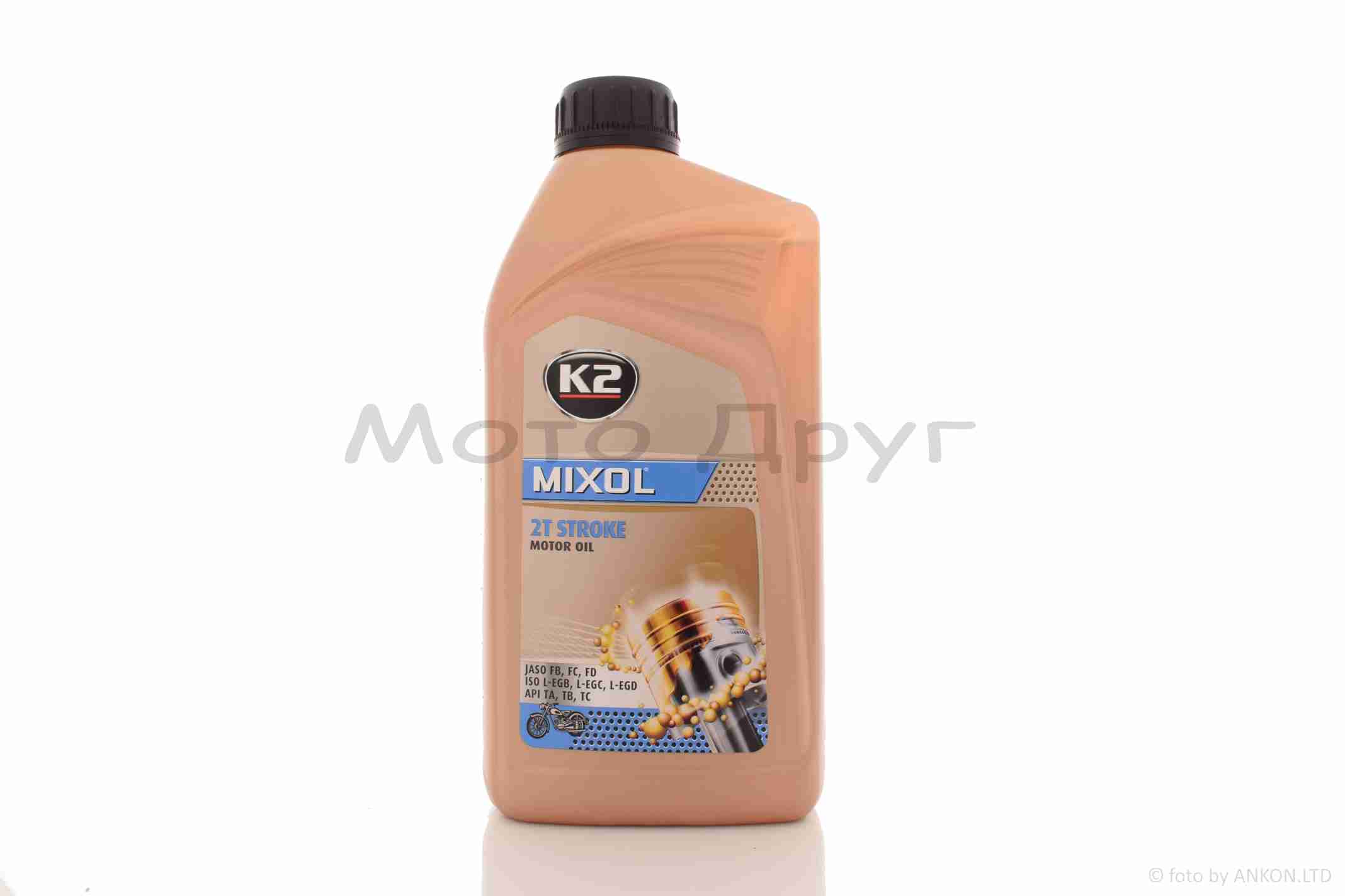 Масло моторное 2T, 1л, полусинтетика (STROKE MOTOR OIL MIXOL) "K2" ПОЛЬША