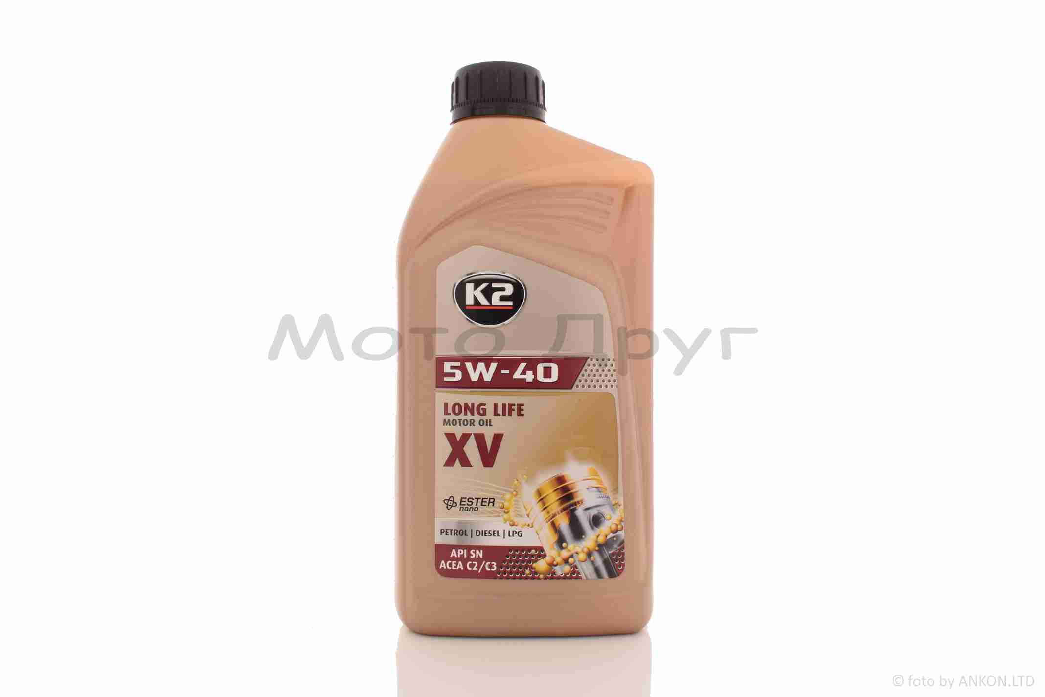 Масло моторное 4T, 1л, 5W40, синтетика (MOTOR OIL XV-C3) "K2" ПОЛЬША