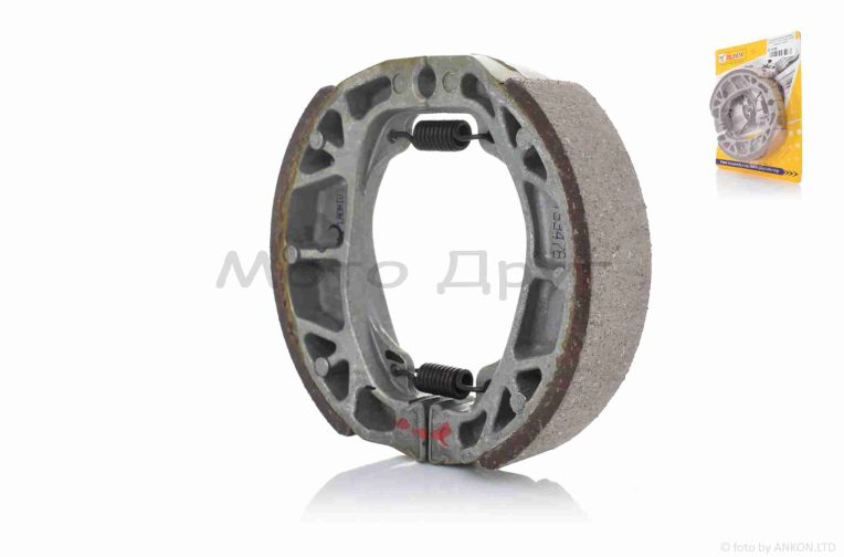 Колодки тормозные (барабан)  GY6 10/12″, LEAD, Alpha, Delta  прямая пружина  “LAONIU”