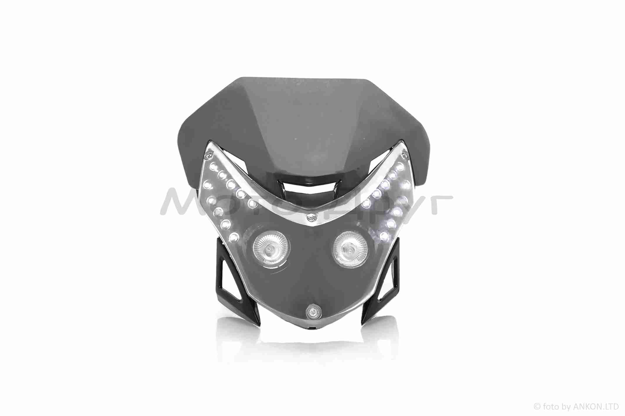 Обтічник з фарою універсальний +габарит 20 діодів +кріплення чорний - Зображення 4