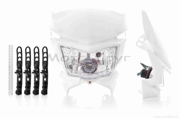 Обтічник з фарою універсальний  35/35W  +габарит +кріплення  #1 білий