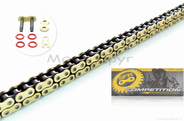 Цепь трансмиссии 428HPO-128 сальниковая O-Ring “SFR” (GOLD/BLACK)