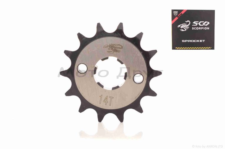 Звезда трансмиссии передняя 428‑14T, d20, шлиц коробки 5mm “SCORPION” Lifan