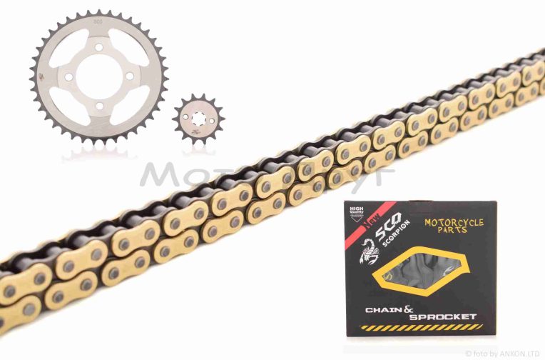 Звезды трансмиссии пара  CG200  428-14/41(WY/JD125)  +цепь 118HL   (WY/JD125)  “SCORPION”