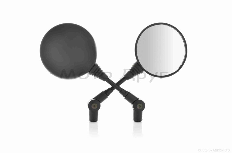 Зеркала  Honda/Suzuki  M10  круглые, черные, складная ножка