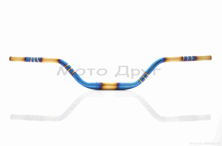 Кермо мото d22-28-22, L770, h110 сталевий (#Plasma, синій/золотистий)