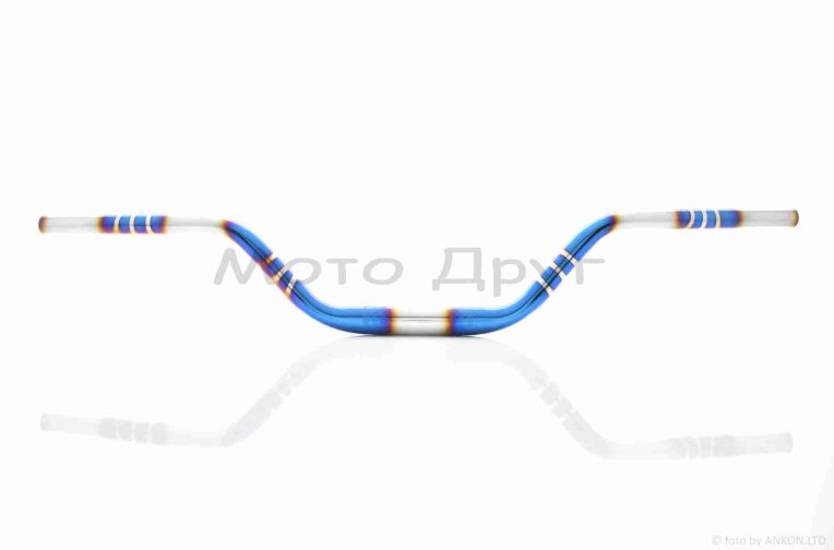 Кермо мото d22-28-22, L770, h110 сталевий (#Plasma, синій/хром)