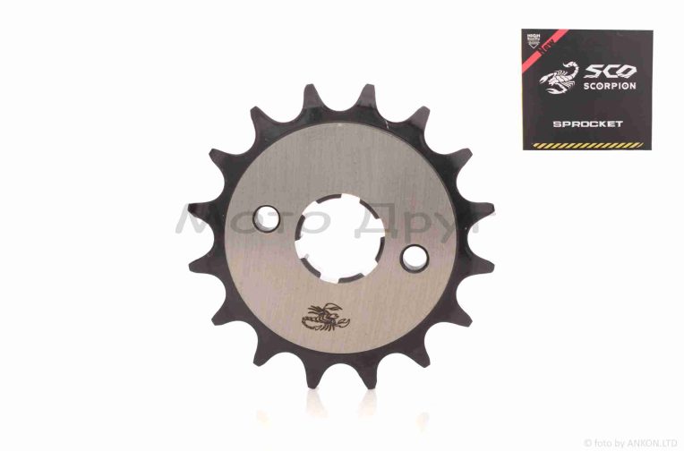 Звезда трансмиссии передняя 428‑15T, d20, шлиц коробки 4mm “SCORPION” WY125/150