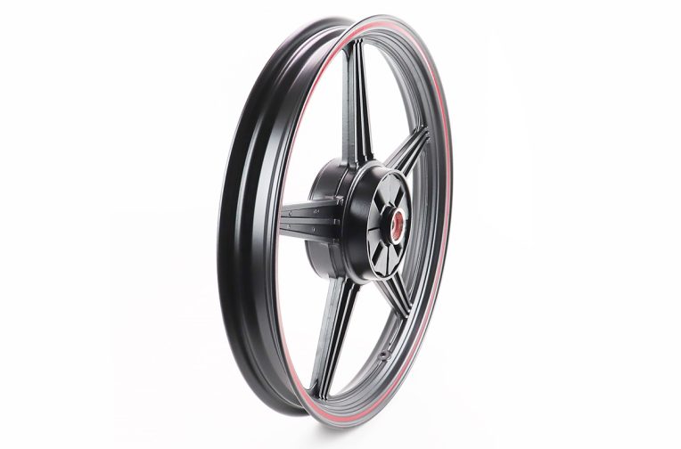 Диск колісний задній литий 18Х1,85 (під резинки) “зірка” ЧОРНИЙ з червоною смугою (вісь 15мм)