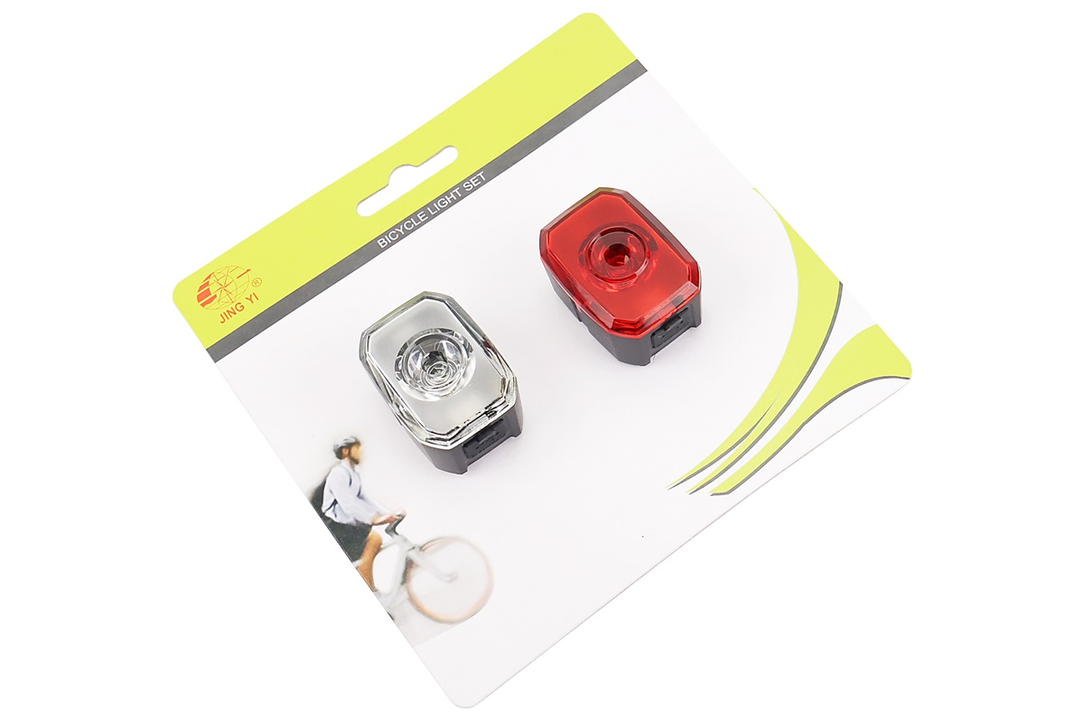 Ліхтар передній 1 діод+задній 1 діод, Li-ion 3.7V 240mAh зарядка від USB, вологозахисні к-кт, JY-6252