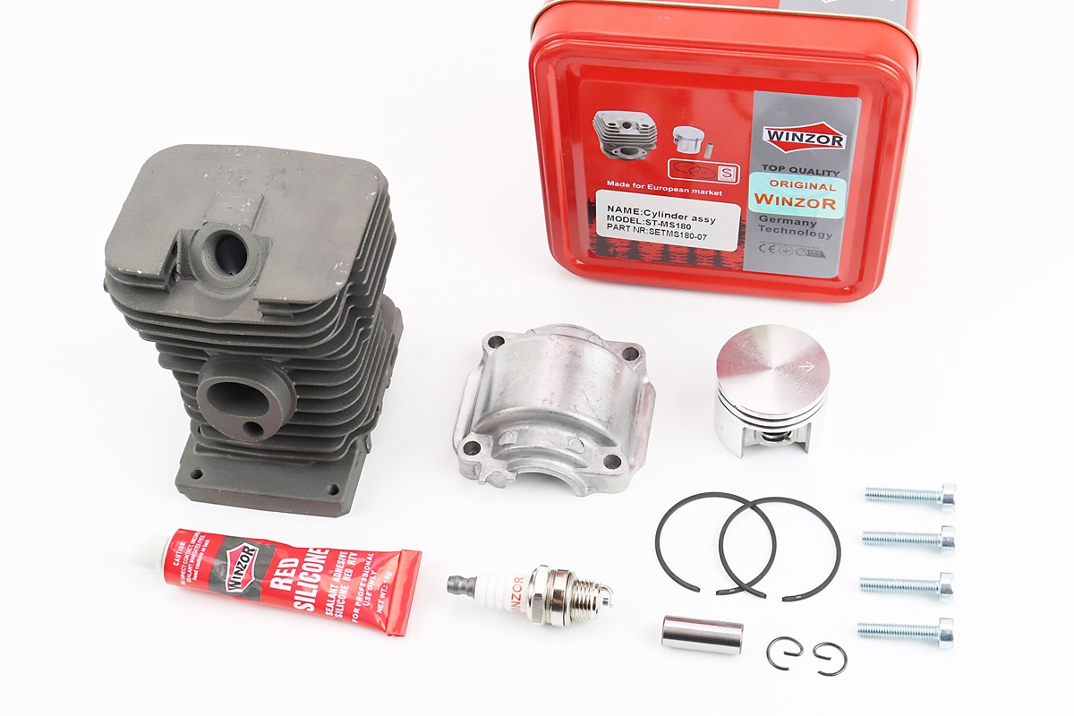 Цилиндр к-кт (цпг) MS-180 38mm (палец 10mm) "черный"+поддон+свеча+болты