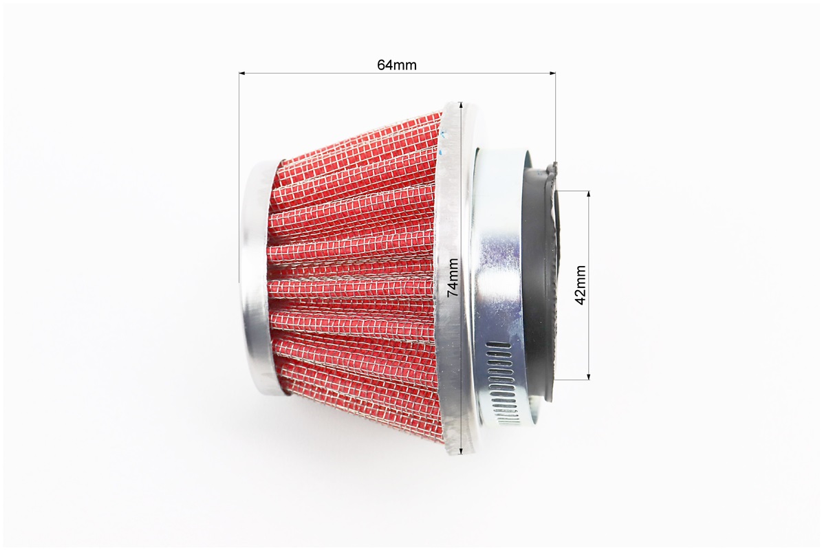 Фільтр повітряний нульовий 42мм прямий "конус", низький червоний - Зображення 3