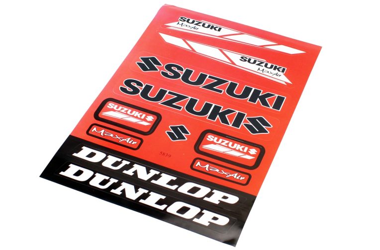 Наклейки на планшеті “Suzuki / Dunlop” червоні набір 8шт 22×32, 5839A
