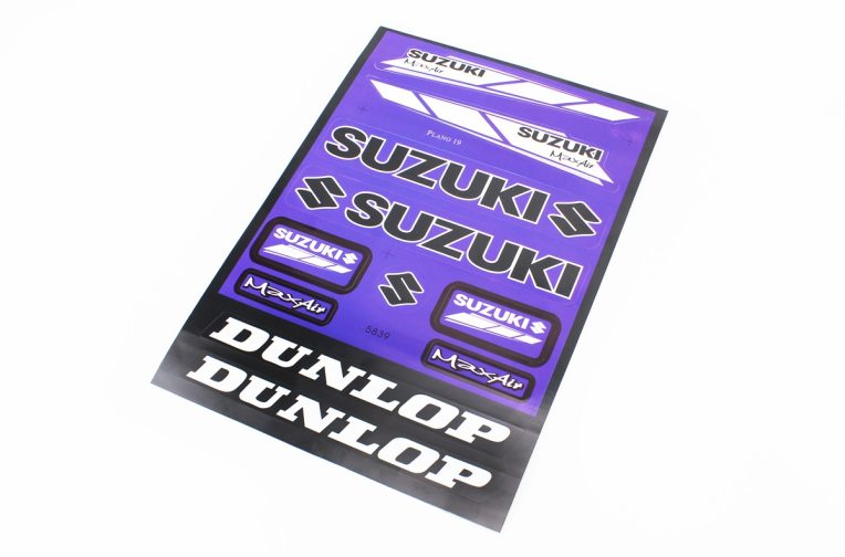 Наклейки на планшеті “Suzuki / Dunlop” сині набір 11шт 23х32, 5839B