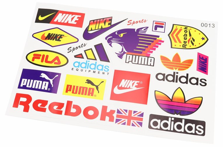 Наклейки на планшеті “Nike Reebok Adidas PUMA” набір 17шт 26х17, 0013