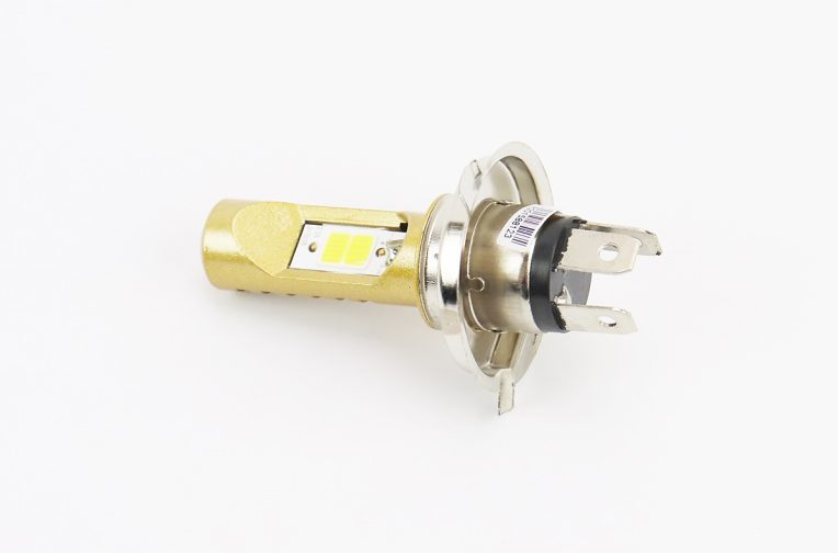 Лампа фары диодная H4 LED-2 (желтая) алюминиевый гладкий корпус