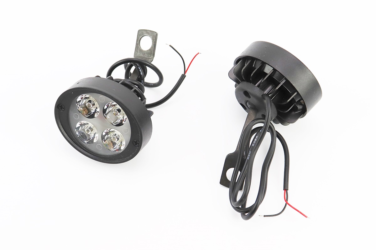 Фара додаткова світлодіодна вологозахисна (65*55mm) - 4 LED з кріпленням під дзеркало, к-кт 2шт