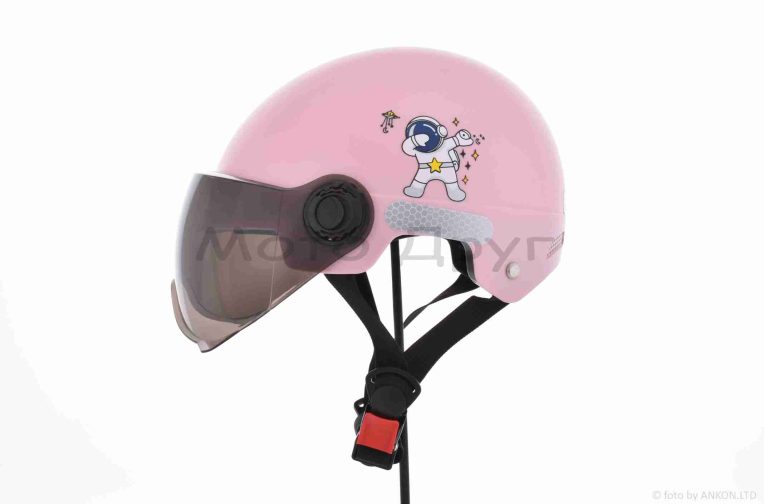 Шолом каска дитячий “STOCK” (#2, рожевий, матовий, візор тонований)