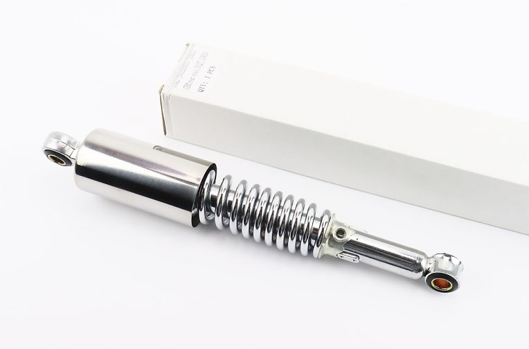 Амортизатор задний JH/CB/CG – 325мм*d55мм (втулка 12мм / втулка 12мм) со стаканом регулир., хром