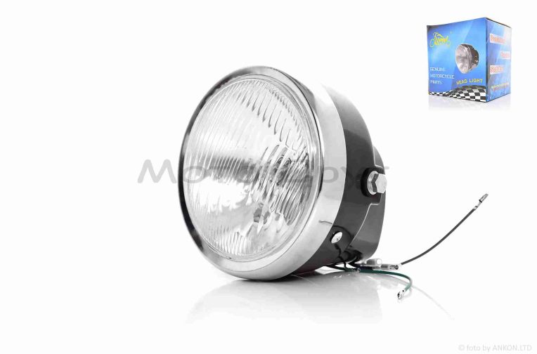 Фара Alpha в сборе круглая “LIPAI” (черная, хром ободок)