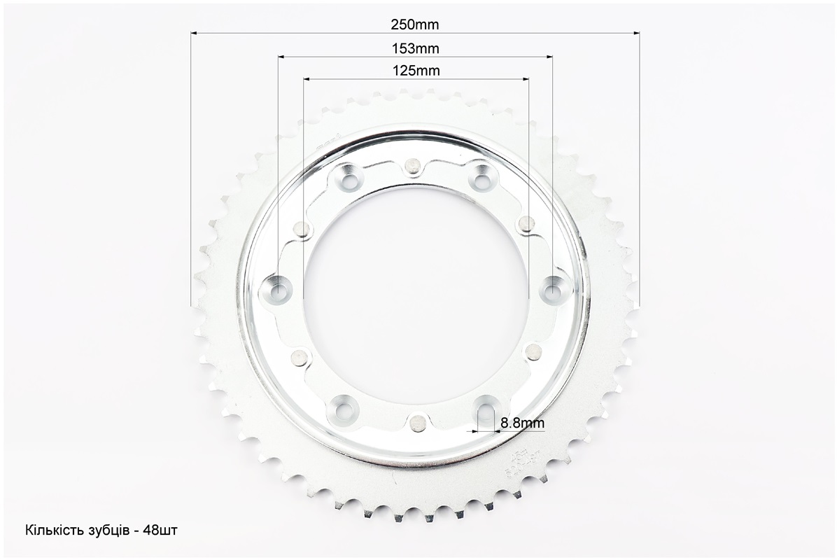 Звезда задняя 520-48T - d=125; 6отв.*153mm Loncin LX300GS/LX300GY-A — изображение 3