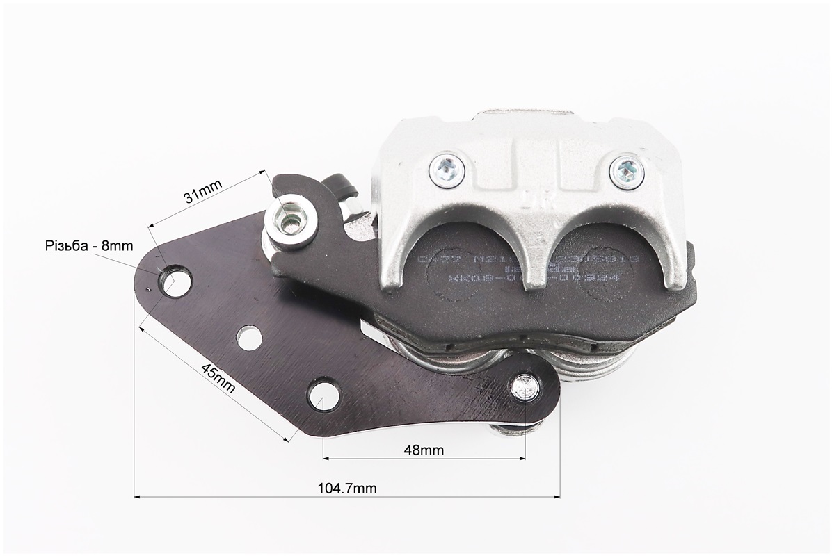 Тормозной суппорт задней системы (двухпоршневой)+колодки ТИП №5, серебристый — изображение 4