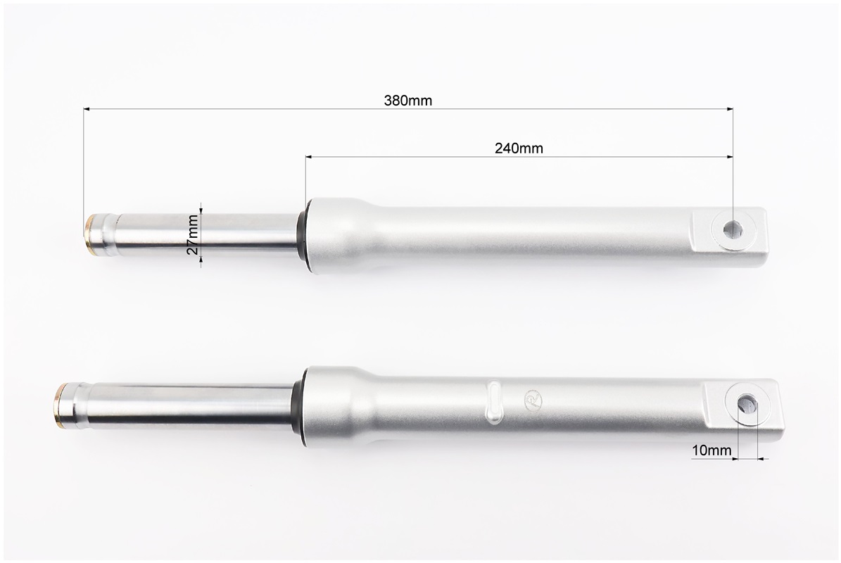 Амортизатор передній (пір'я), к-кт 2шт Honda DIO, 380мм (під бараб. торм.) якісні, сірі - Зображення 2