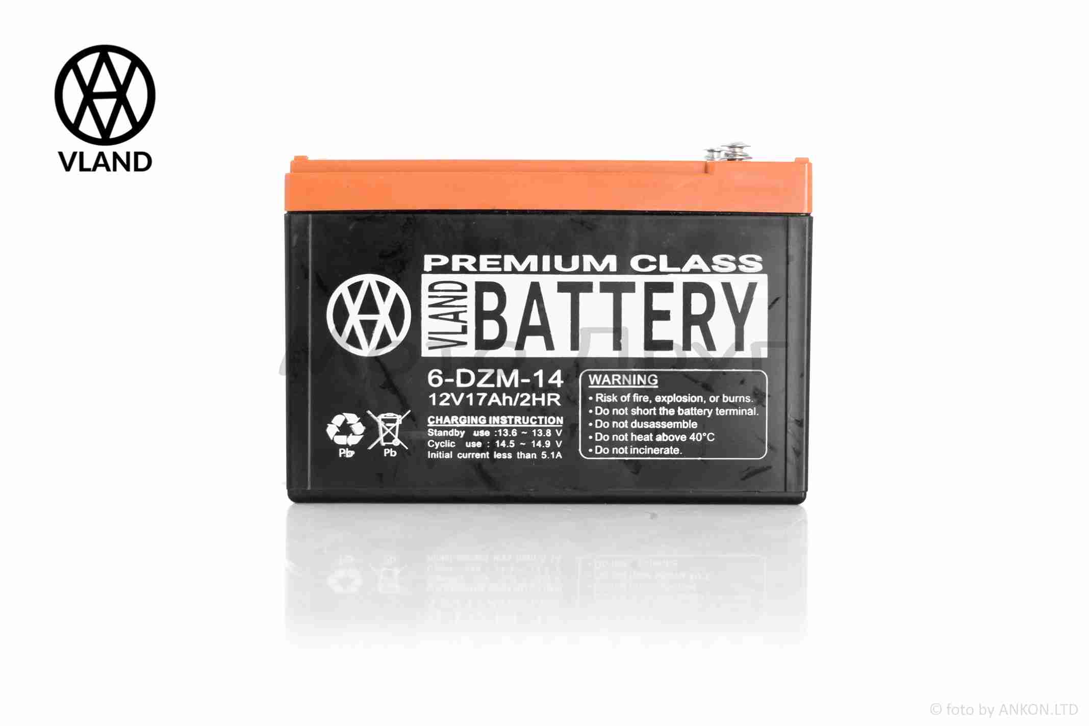 Акумулятор AGM 12V 17A 150-101-99mm 6-DZM-14 тяговий "VLAND" (електро вело/скутери, 2026)