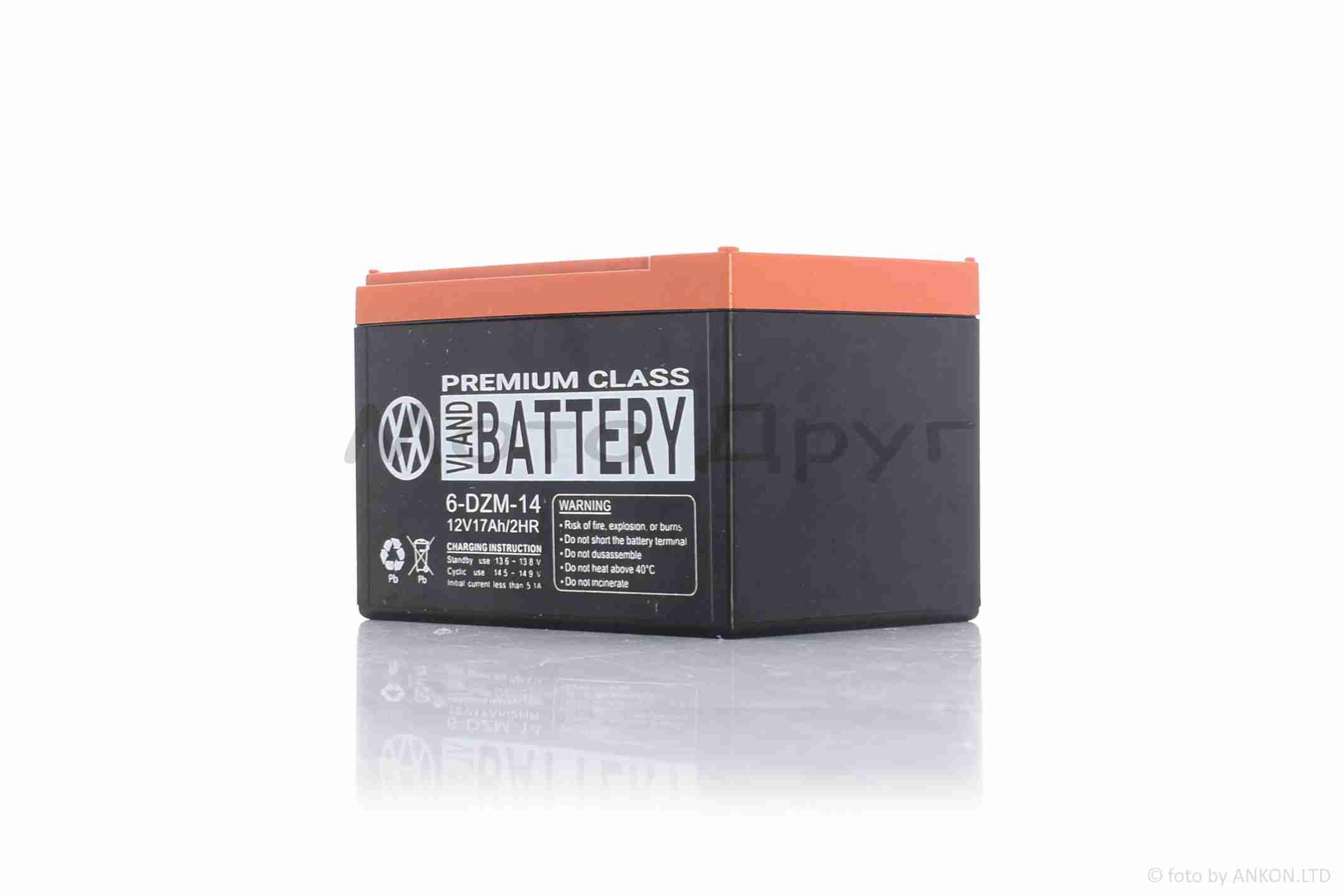 Акумулятор AGM 12V 17A 150-101-99mm 6-DZM-14 тяговий "VLAND" (електро вело/скутери, 2026) - Зображення 2