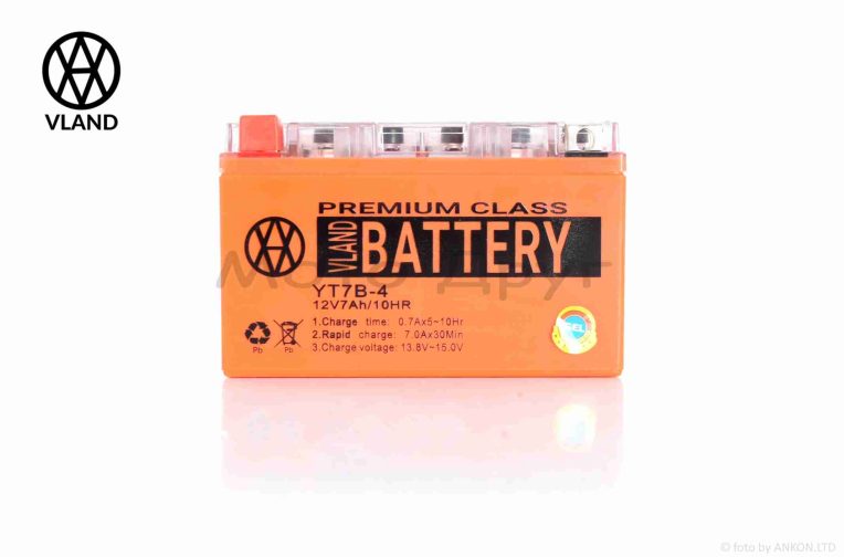 Акумулятор GEL 12V 7A 150-65-94mm YT7B-4 вузький, низький “VLAND” (2026)