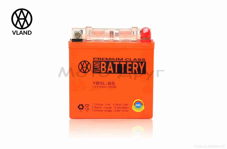 Акумулятор  GEL  12V  5A  119-60-129mm, високий  YB5L-BS  “VLAND”  (2026)