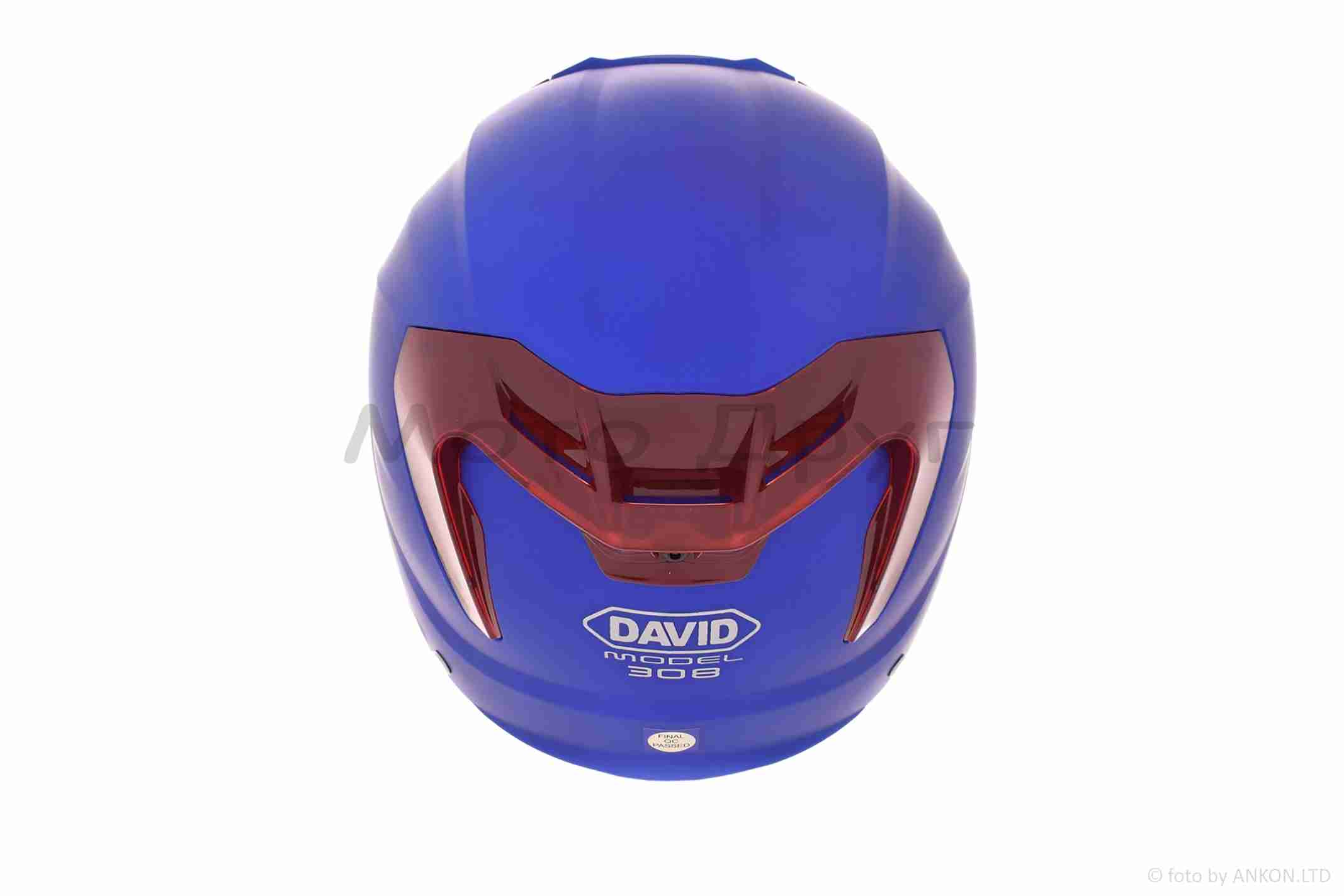 Шлем открытый (мото 50cc/вело/самокат) "DAVID" (#D308, синий матовый, M-XL, ABS) — изображение 2