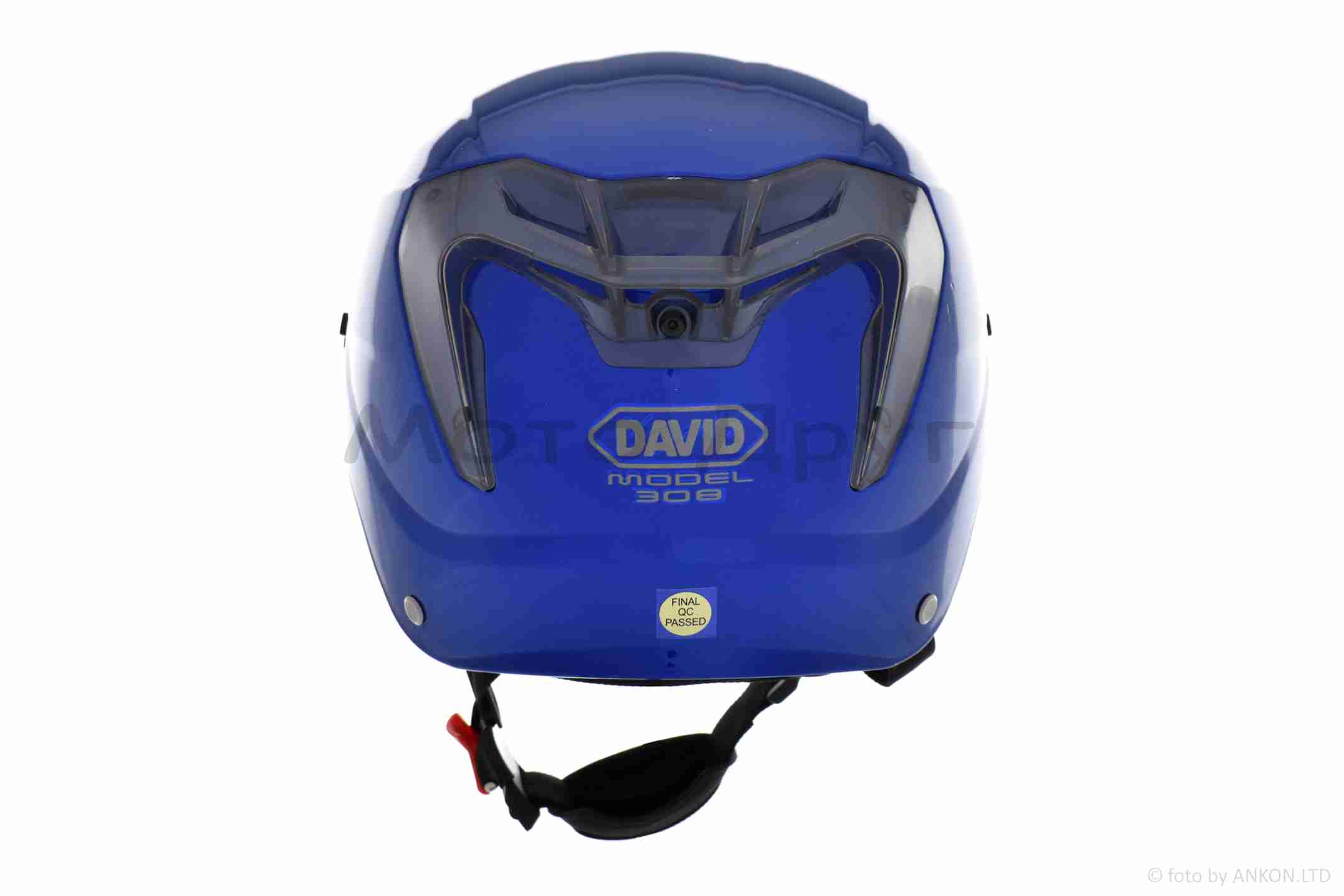 Шлем открытый (мото 50cc/вело/самокат) "DAVID" (#S308, синий глянцевый, M-XL, очки) — изображение 4