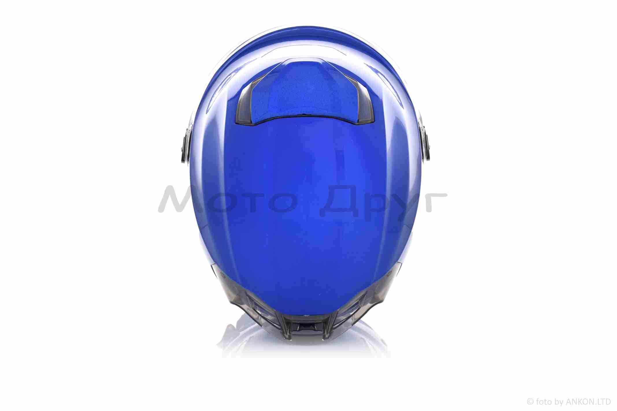 Шлем открытый (мото 50cc/вело/самокат) "DAVID" (#S308, синий глянцевый, M-XL, очки) — изображение 5