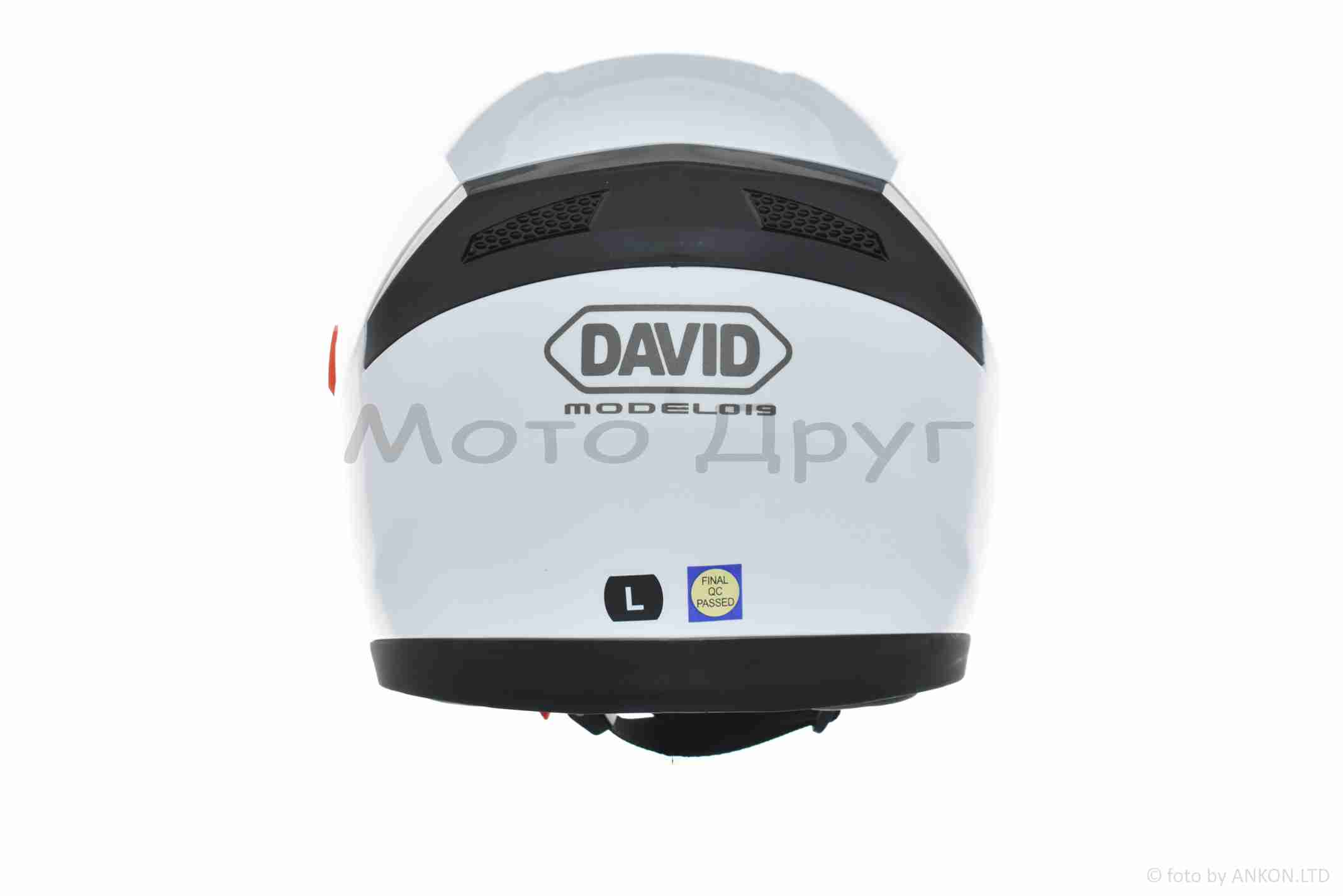Шлем открытый "DAVID" (#D019, белый глянцевый, L, очки, ABS) — изображение 4