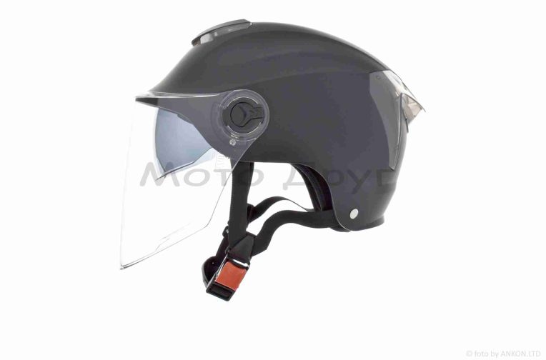 Шолом відкритий (мото 50cc/вело/самокат)  “DAVID”  (#S308, чорний матовий, M-XL, окуляри)