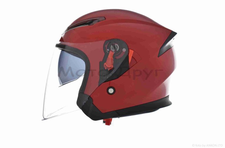 Шолом відкритий  “DAVID”  (#D019, червоний глянсовий, M, окуляри, ABS)