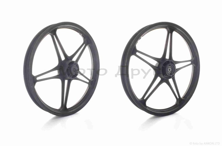 Диск колеса передній  18″-1.60  BIRD X-5  d12, литий, 5 променів, чорний  “SKYMOTO”