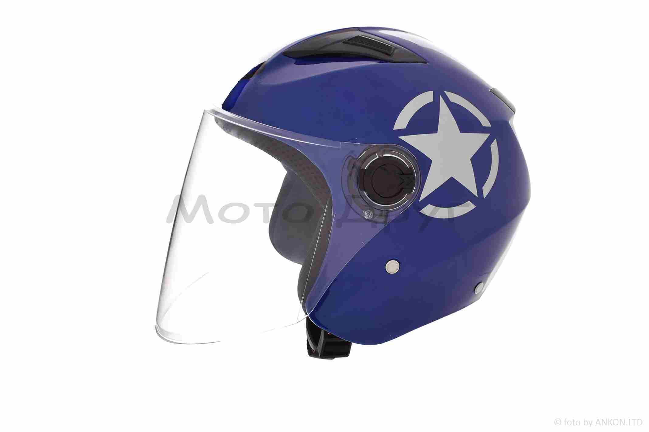 Шолом відкритий "DAVID" (#D017, синій Willys Star, S, ABS)