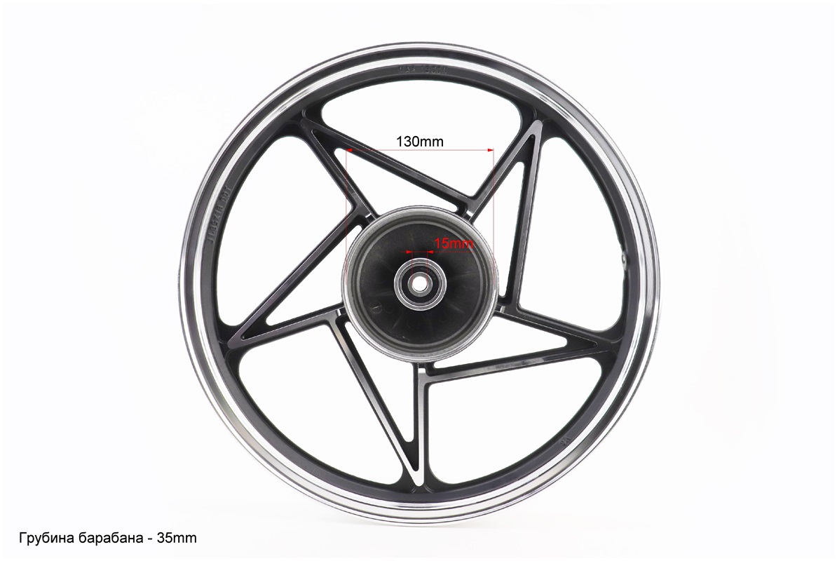 Диск колесный задний литой 18Х1,85 "под резинки" Viper-125J ЧЕРНЫЙ (ось 15мм) — изображение 4