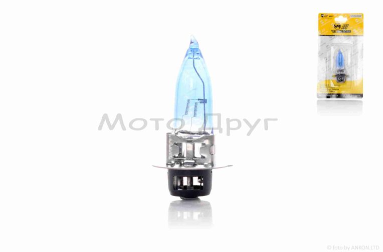 Лампа фари  P15D-25-1  12V  50/50W  1 вус, синя  “VR”