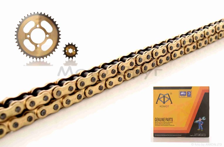 Звезды трансмиссии  пара  Delta  428H-14/41  +цепь  108L  “KDMOTO”  (GOLD)