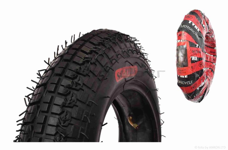 Покришка мото 8″ 3.50-8 #115/117 TT дорожня +камера “SC”