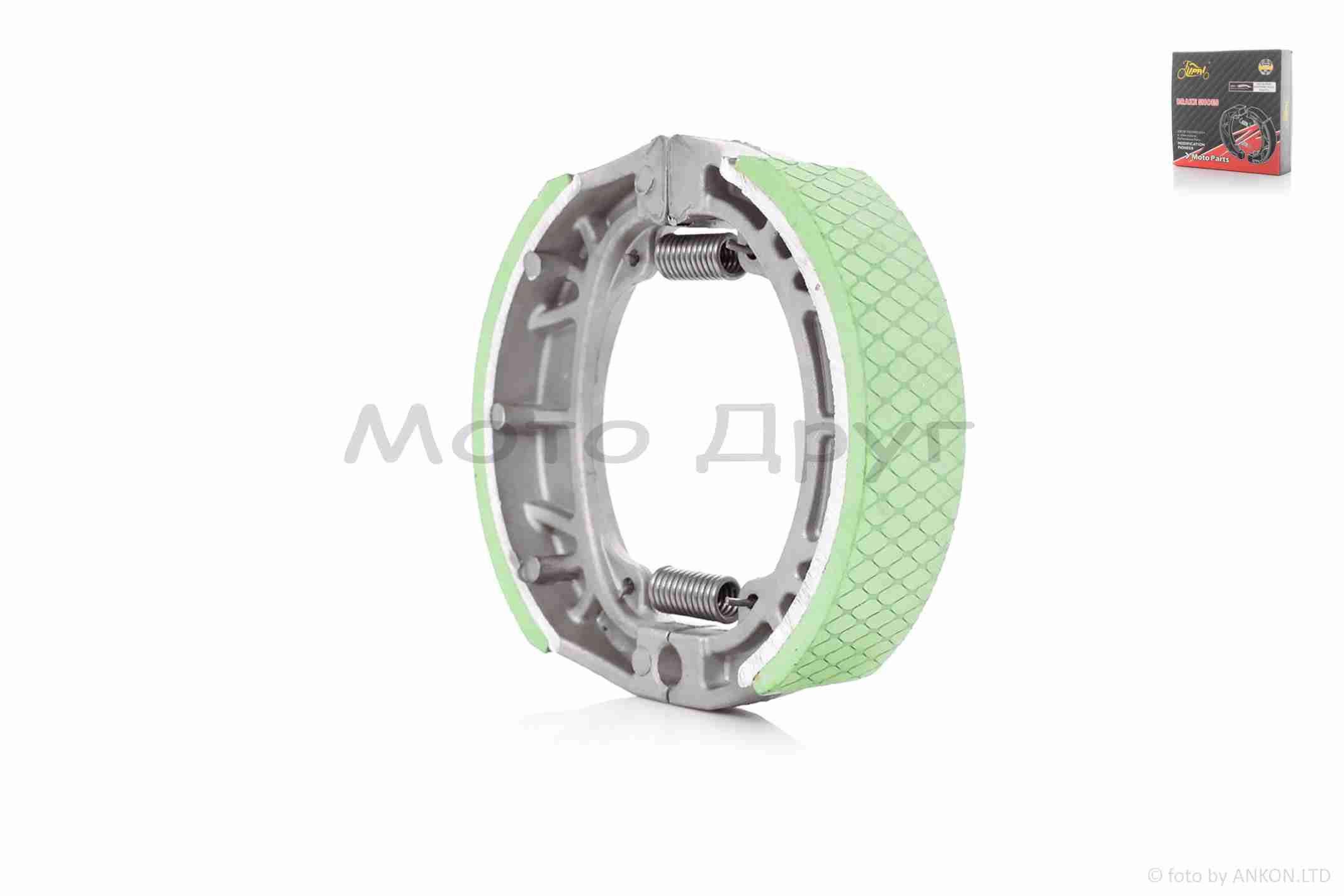 Колодки тормозные (барабан) GY6 10/12", LEAD, Alpha, Delta прямая пружина "LIPAI" (зеленые)