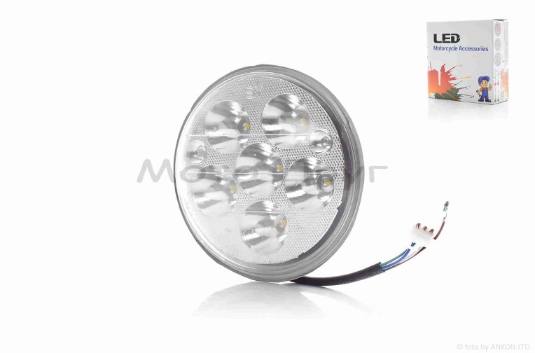 Модуль светодиодный в фару Alpha круглый, 6 диодов, D140 со стеклом #2