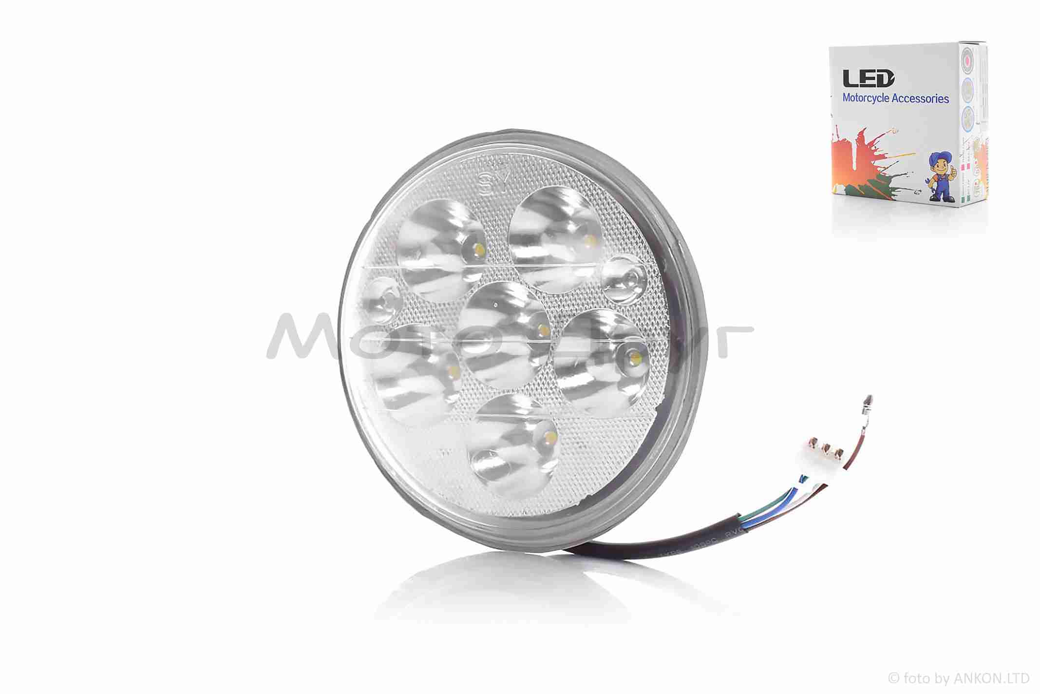 Модуль светодиодный в фару Alpha круглый, 6 диодов, D140 со стеклом #2