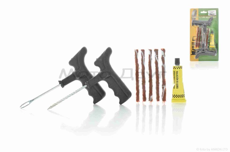 Ремкомплект безкамерної шини  (інструмент, клей, 5 шнурів)  “TTRK”