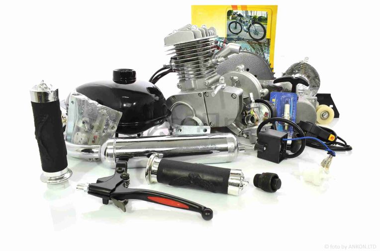 Двигатель  веломотор  2T 80сс  ручной стартер, в сборе